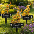 Custom Pet Portrait Memorial Stained Glass Sunflower - Personalized Garden Stake