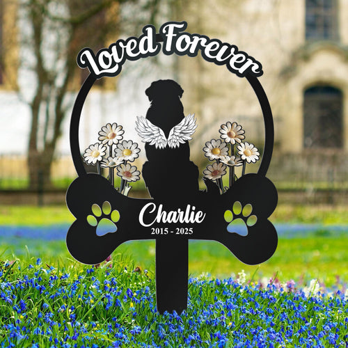Forever Loved Angels With Paws - Personalized Metal Garden Stake