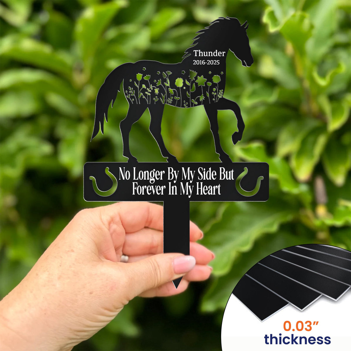 Forever In Our Hearts Horse Name Keepsake Memorial Stake - Personalized Garden Stake