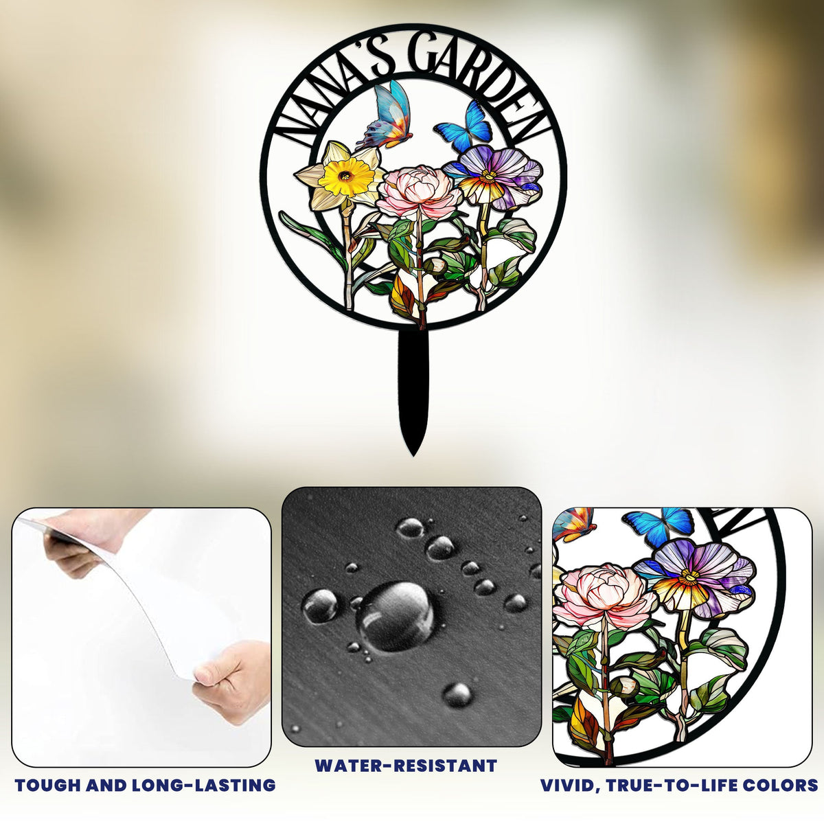 Grandma's Garden Birth Month Flowers - Personalized Metal Garden Stake