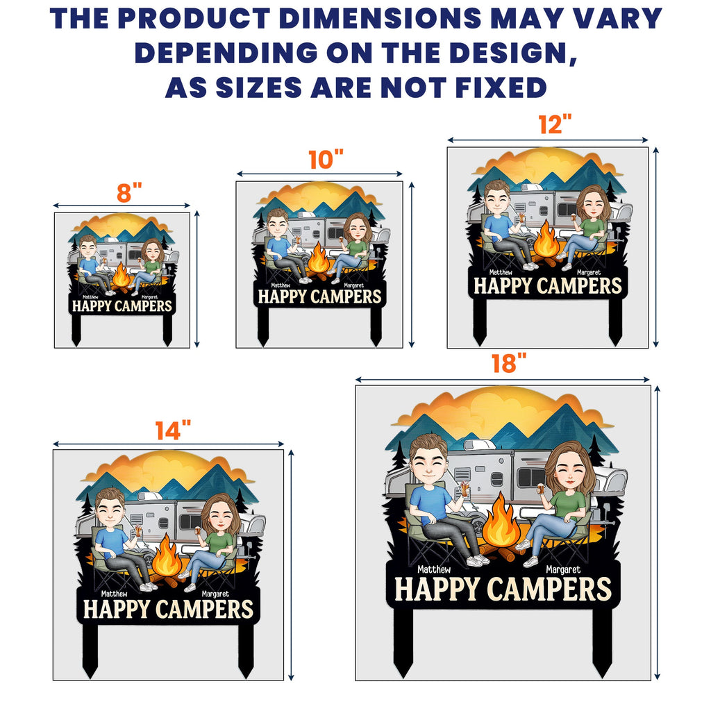 Happy Campers Welcome To Our Campsite - Personalized Metal Garden Stake