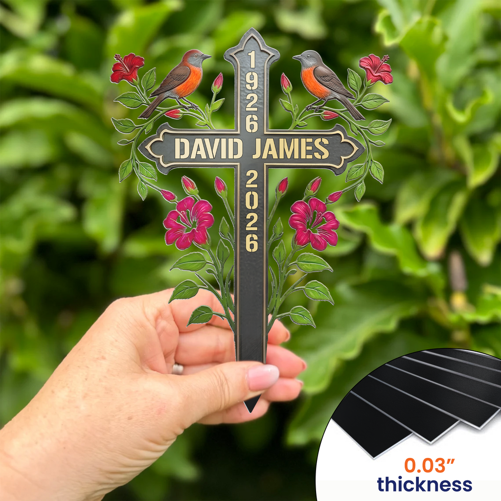 Memorial Metal Cross Stake Grave Marker Remembrance Gift - Personalized Garden Stake