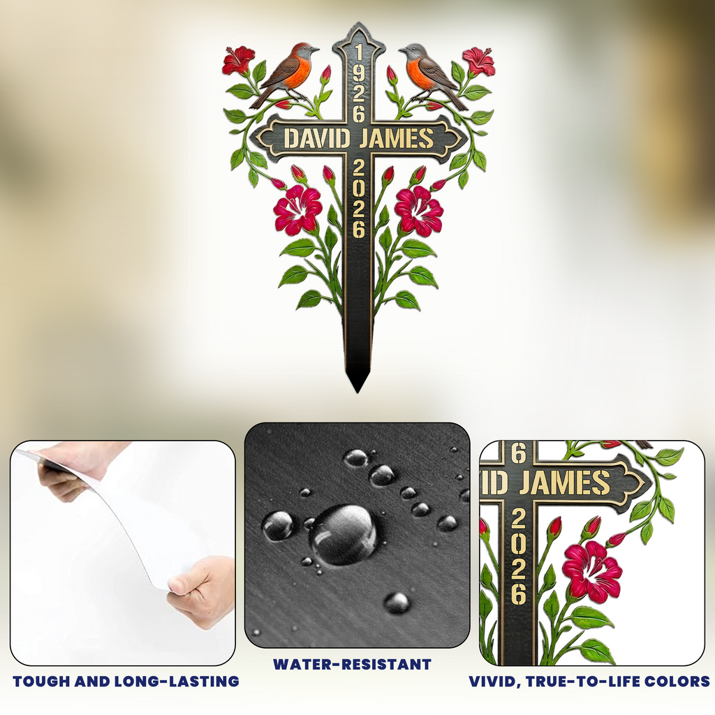 Memorial Metal Cross Stake Grave Marker Remembrance Gift - Personalized Garden Stake